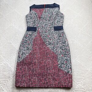 Carolina Herrera Dress 8 Sheath Geometric Sleeveless Cocktail Party Silk Blend
